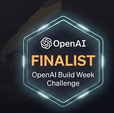 OpenAI Build Week Challenge Finalist badge, awarded to O2 by Agent9